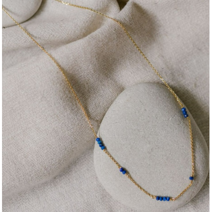 Collier 10851 Uma plaqué or - Lapis Lazuli - Amulette