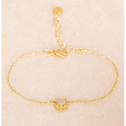 Bracelet Alizé rectangle moonstone with leaves g.pl 2148-GB-1