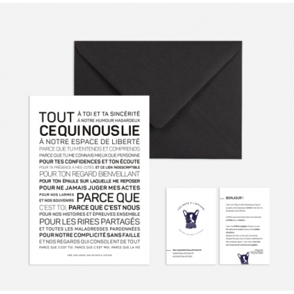 Carte postale avec enveloppe - Amitié (tout ce qui nous lie)