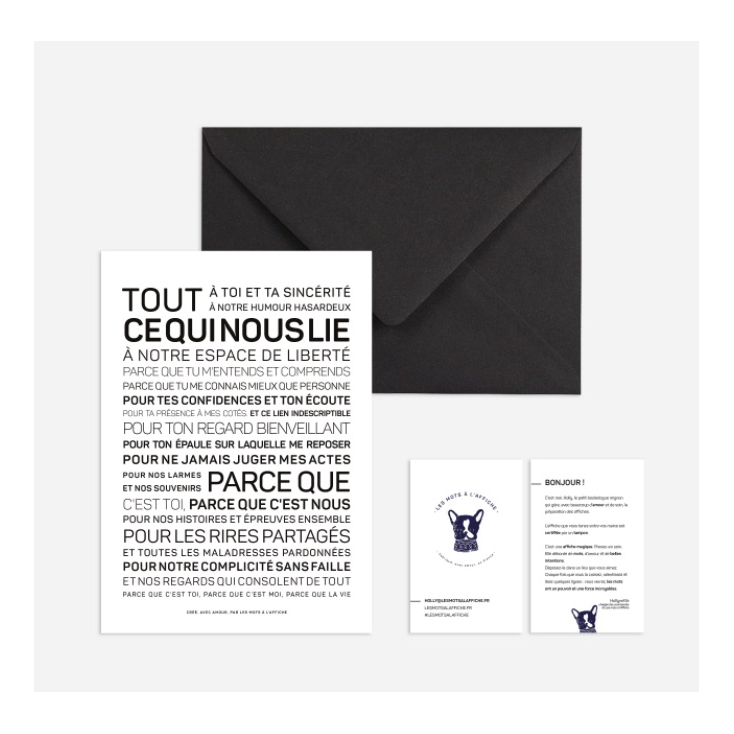 Carte postale avec enveloppe - Amitié (tout ce qui nous lie)
