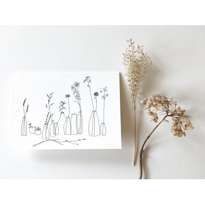 Papillonnage - carte postale - vase de brindilles
