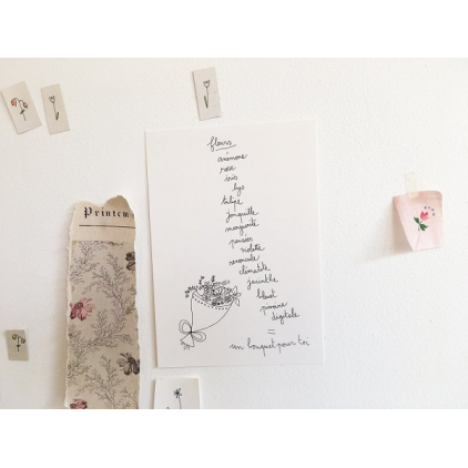 Papillonnage - carte postale - fleurs