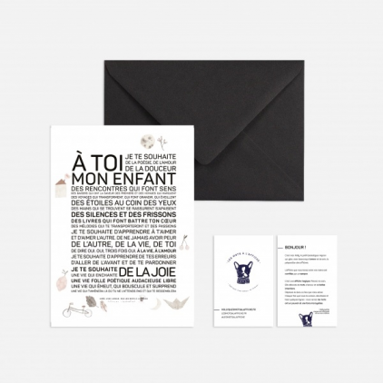 Carte avec enveloppe - A toi mon enfant illustrée