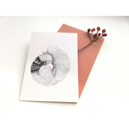 Aline Tekent - Carte postale - W9 - Ecureuil Sommeil d'hiver