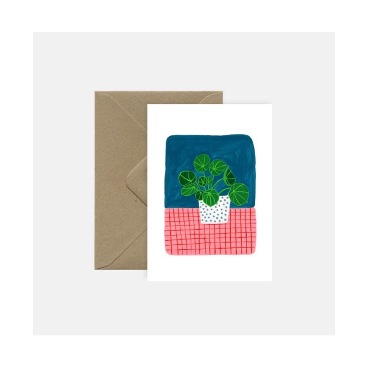 Carte postale avec enveloppe - Pilea Plant