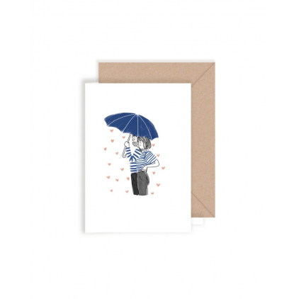 Carte double avec enveloppe - Sous la pluie
