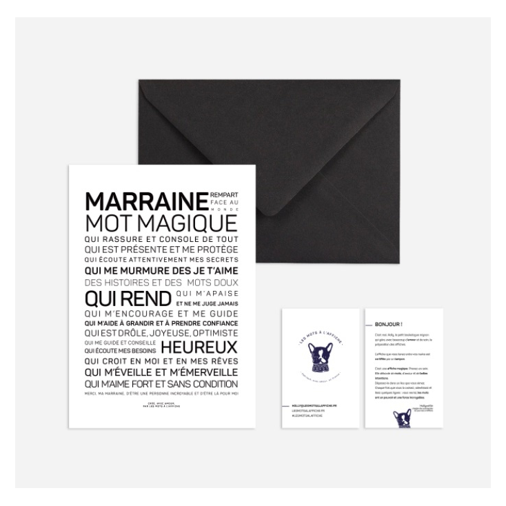 Carte avec enveloppe - Marraine