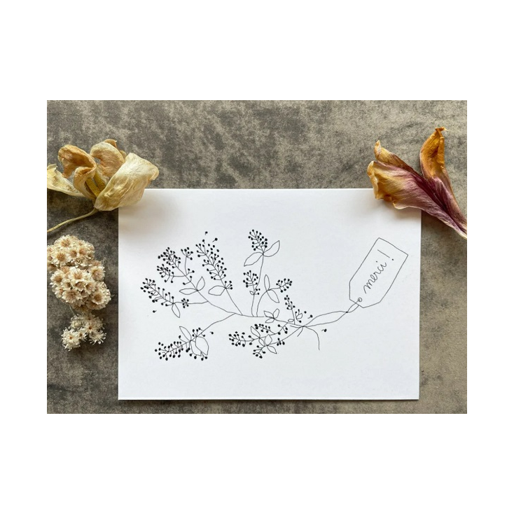 Carte Postale Double - Merci (musette)