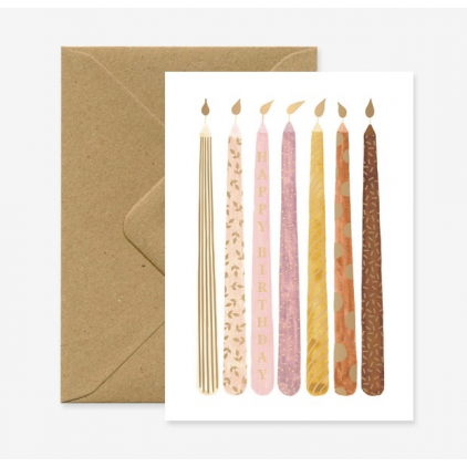 Carte A6 avec enveloppe - Gold Birthday Candles