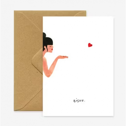 Carte A6 avec enveloppe - Bisous