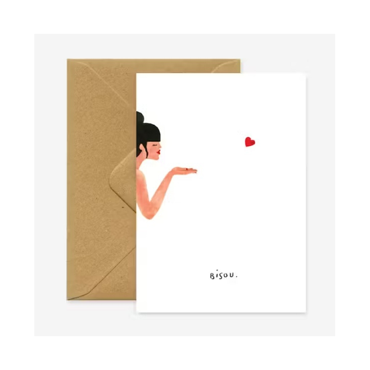 Carte A6 avec enveloppe - Bisous