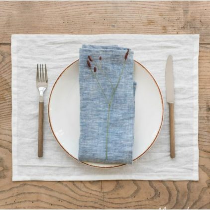 Serviettes de table - blue melange linen