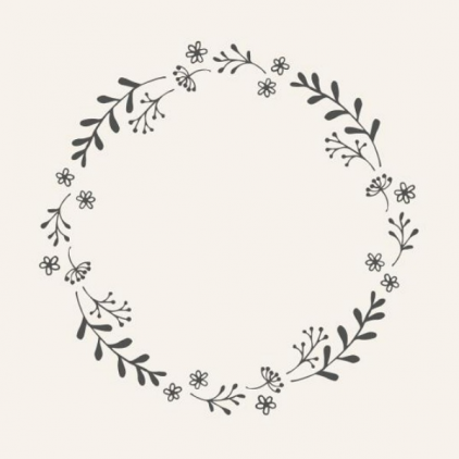 Serviettes en papier - Black Flower Wreath - 50 pces - 9580-24