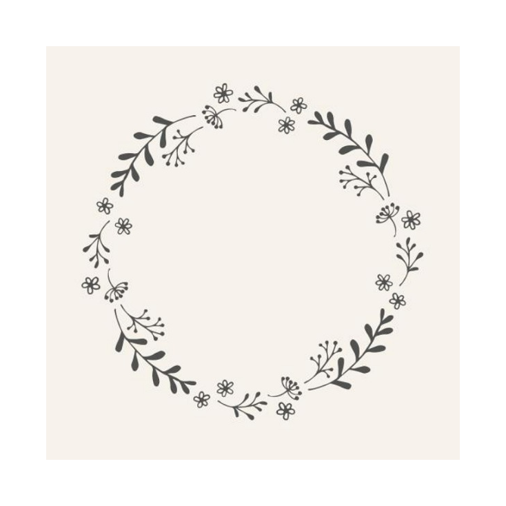 Serviettes en papier - Black Flower Wreath - 50 pces - 9580-24