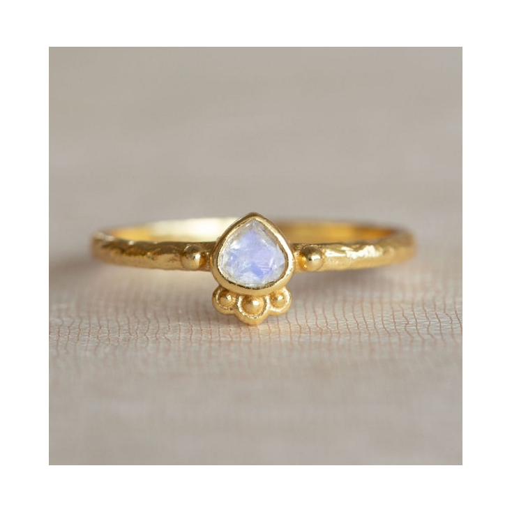 Bague Alie triangle 3mm White moonstone dots g.pl Taille 56 4359GB1