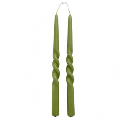 Bougie de table Twist - Vert Olive