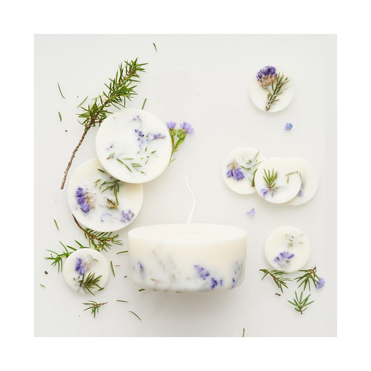 Gift box - Soy wax rounds & mini candle - Juniper & Limonium