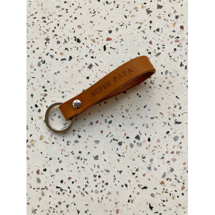 Porte-clefs - SUPER PAPA  - marron - silver