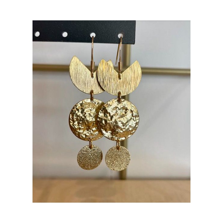 Boucles d'oreilles laiton doré - Sarah - pailletées