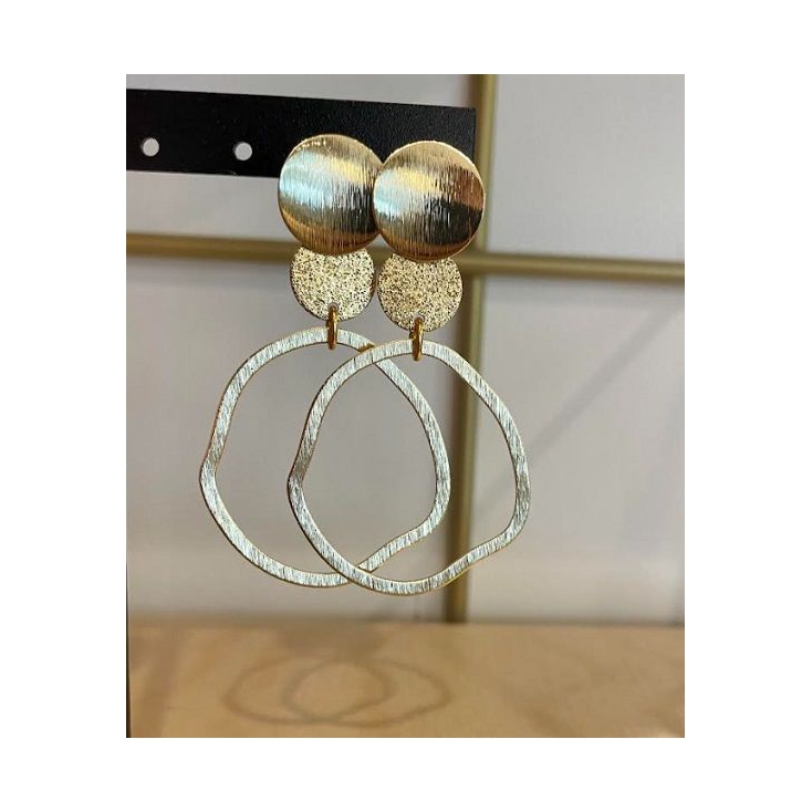 Boucles d'oreilles laiton doré - Syracuse - paillette