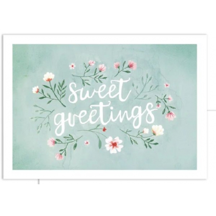 Postcard sweet greetings green blossoms- 230