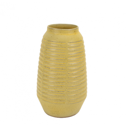 Carved Tall Vase - Yellow