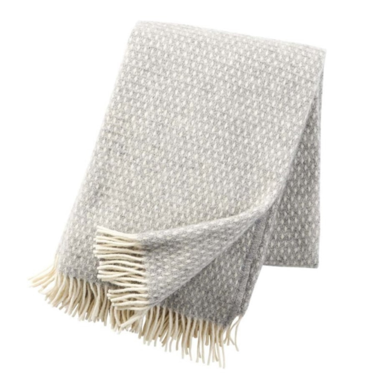 Plaid - Knut light grey -100% eco lambs wool woven