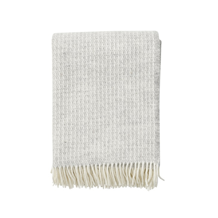Plaid - Line light grey - wooven throw 100% lambs wool