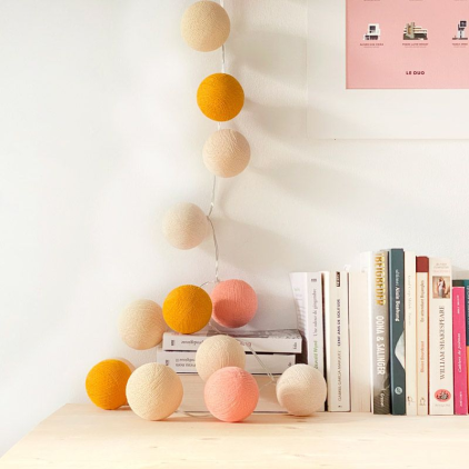 Guirlande lumineuse 20 boules - câble transparent gris