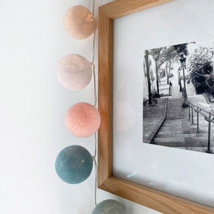 Guirlande lumineuse 35 boules - câble transparent gris