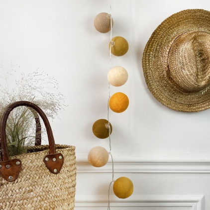 Guirlande lumineuse 50 boules - câble transparent gris