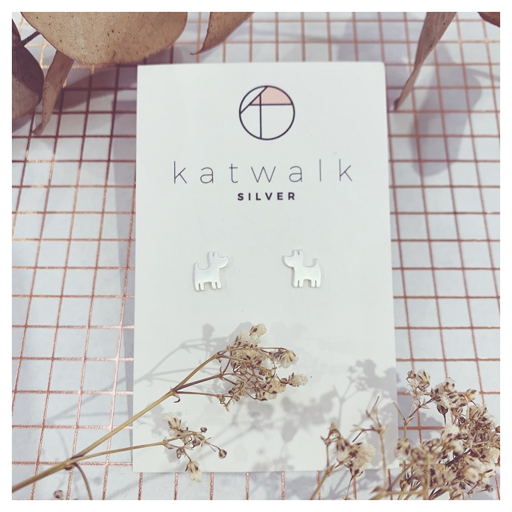 Boucles d'oreilles chien - argent