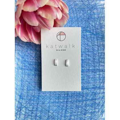 Boucles d'oreilles - argent - rectangle bombé