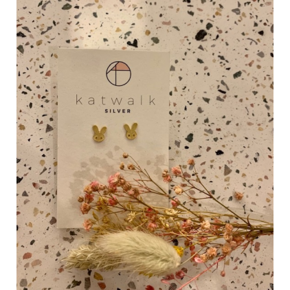 Boucles d'oreilles - or - tête lapin