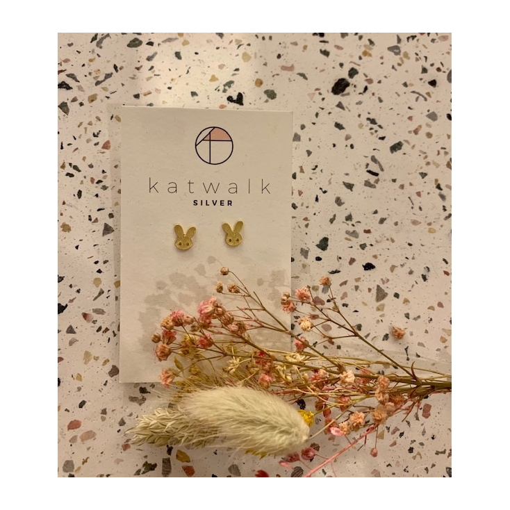 Boucles d'oreilles - or - tête lapin