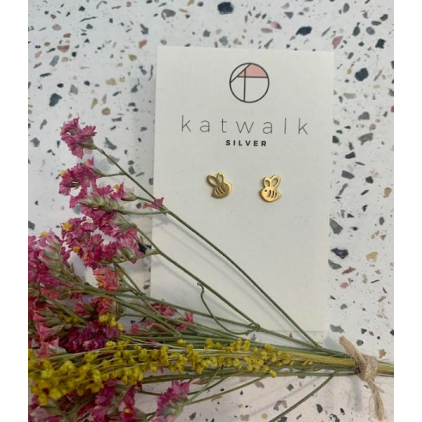 Boucles d'oreilles abeille creuse or