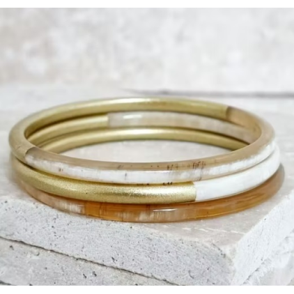 Bracelet jonc corne - 5 mm - Bicolore - Or