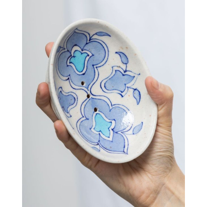 Soap Dish - blue pottery - bleu ciel - POR558