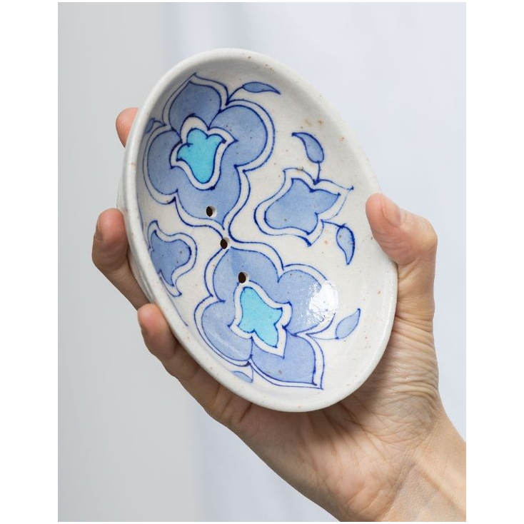 Soap Dish - blue pottery - bleu ciel - POR558