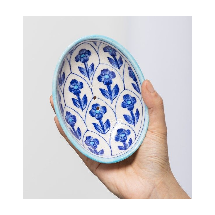 Soap Dish - blue pottery - bleu - POR557