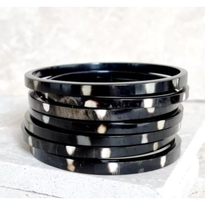 Bracelet jonc corne - 5 mm - Tricolore- Tiger