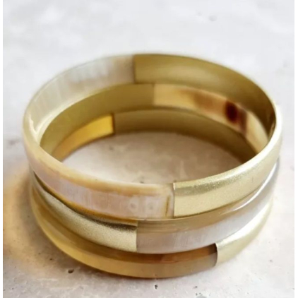 Bracelet jonc corne - 10 mm - Bicolore - Or