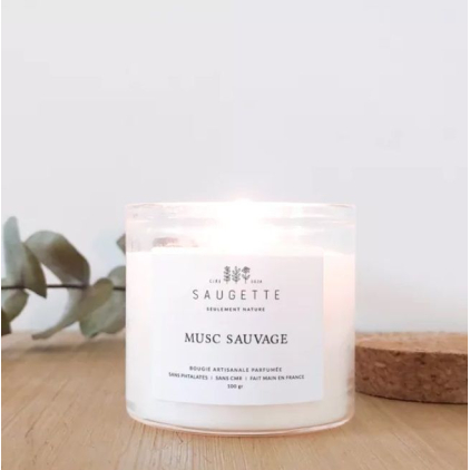 Bougie artisanale à la cire de soja naturelle - Small - Musc sauvage