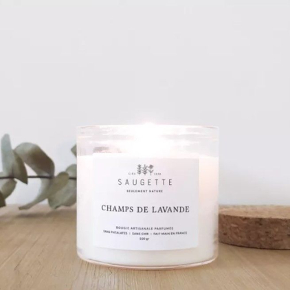 Bougie artisanale à la cire de soja naturelle - Small - Champ de lavande