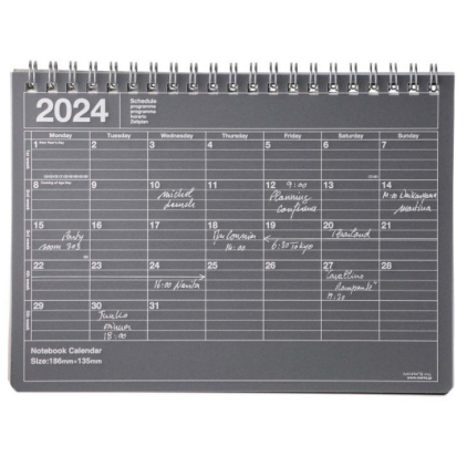 Notebook - Calendar - S - Black  - 2024