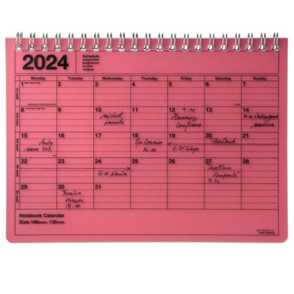 Notebook - Calendar - S - Red - 2024