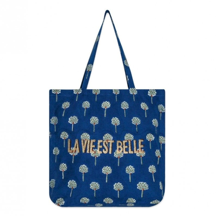 Tote Bag - La vie est belle - Rani - Bleu nuit