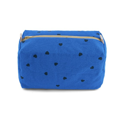 Trousse de toilette Vic imprimé coeur - Bleu grec