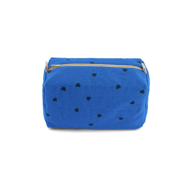 Trousse de toilette Vic imprimé coeur - Bleu grec