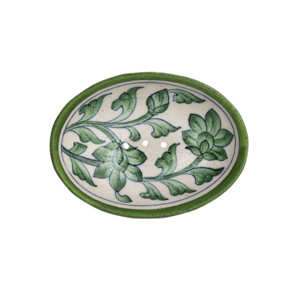 Soap Dish - blue pottery - vert - POR556